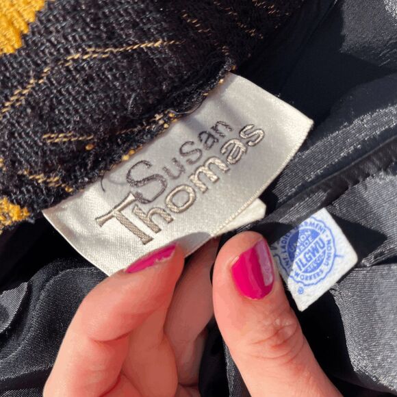 VTG 70s Jacquard Floral Maxi Skirt Union Made Bold Yellow Black Sustainable M 6– - Picture 2 of 12